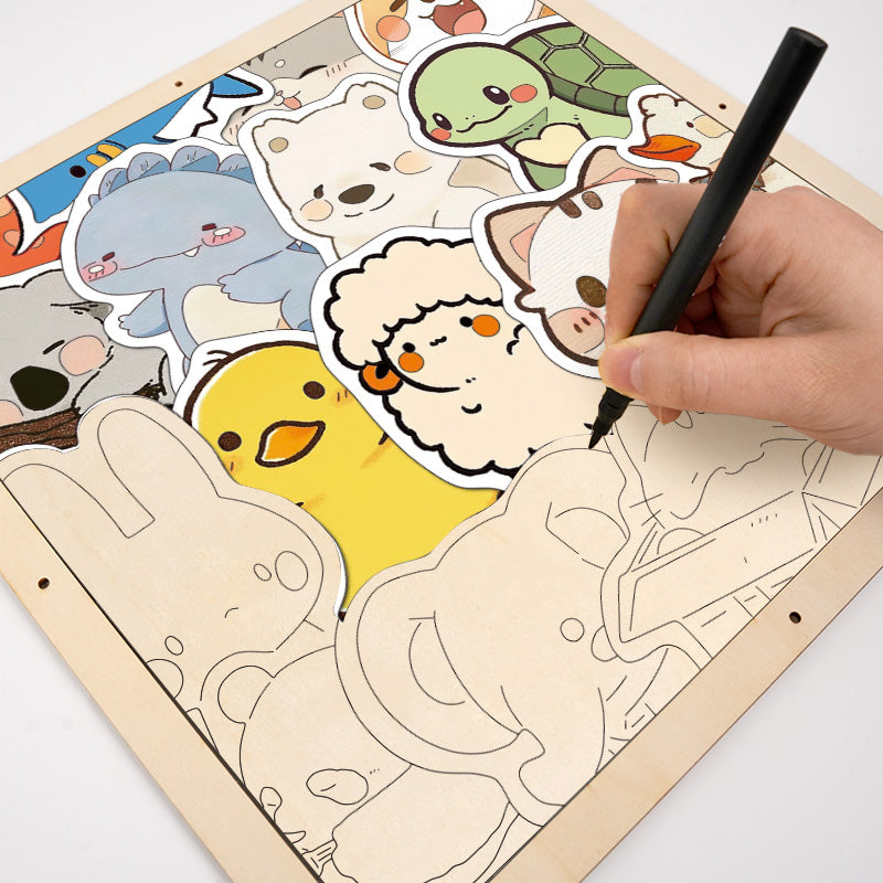 Furry Gathering - Drewniana układanka do kolorowania