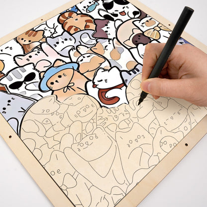Leniwe Koty - Drewniana Kolorowanka