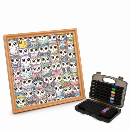 Sowa - Drewniana układanka do kolorowania