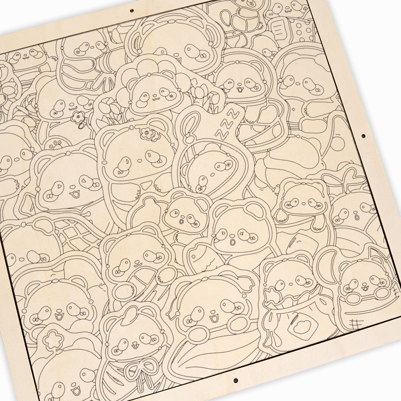 Panda II - Drewniana układanka do kolorowania