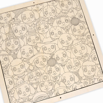 Szczeniak - Drewniana układanka do kolorowania