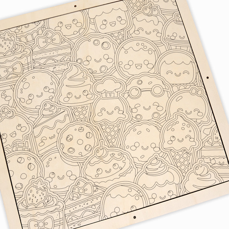 Słodkie Smakołyki - Drewniana układanka do kolorowania