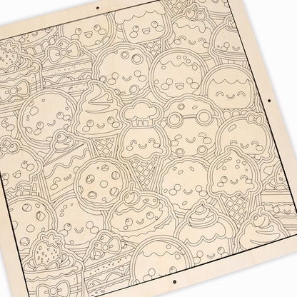 Słodkie Smakołyki - Drewniana układanka do kolorowania