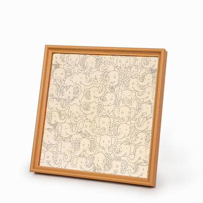 Słoniowa impreza – Drewniana układanka do kolorowania