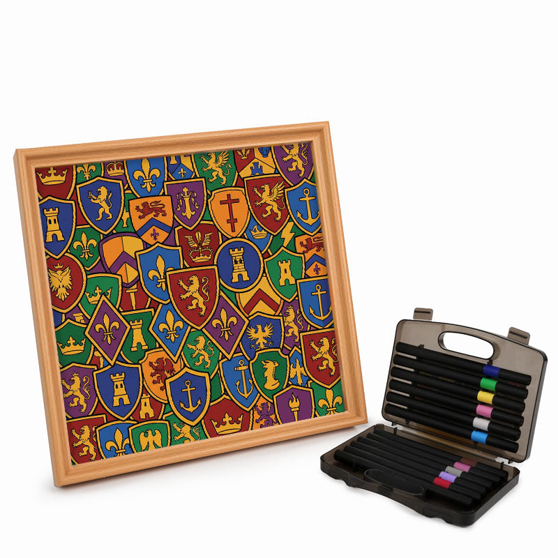Kolekcja odznak - Drewniana układanka do kolorowania