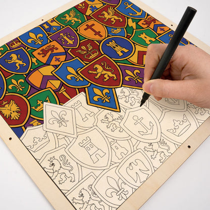 Kolekcja odznak - Drewniana układanka do kolorowania