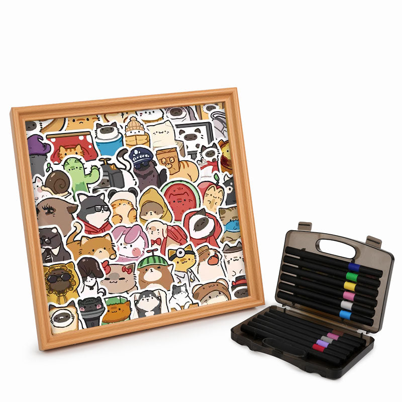 Szczęśliwe zwierzaki - Drewniana układanka do kolorowania