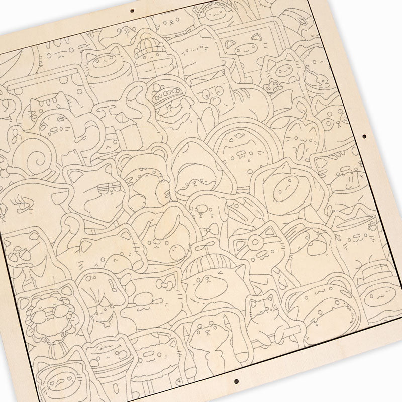 Szczęśliwe zwierzaki - Drewniana układanka do kolorowania