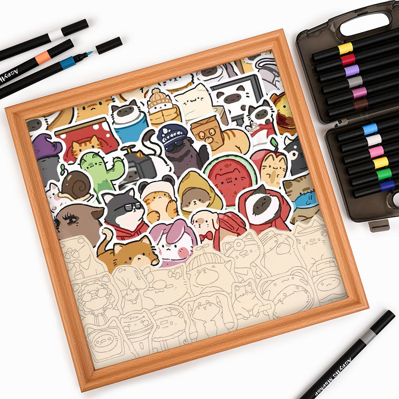 Szczęśliwe zwierzaki - Drewniana układanka do kolorowania