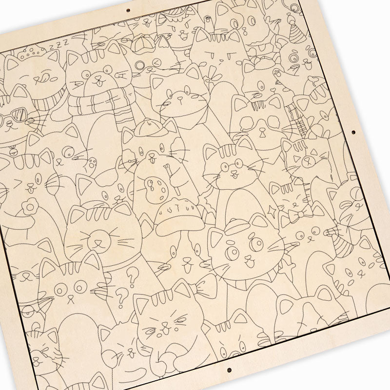 Zabawne Koty - Drewniana układanka do kolorowania