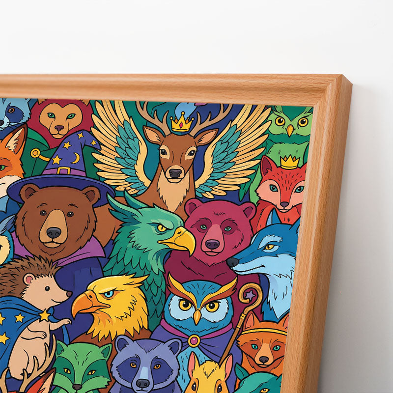 Zaczarowani leśni przyjaciele - Drewniana układanka do kolorowania