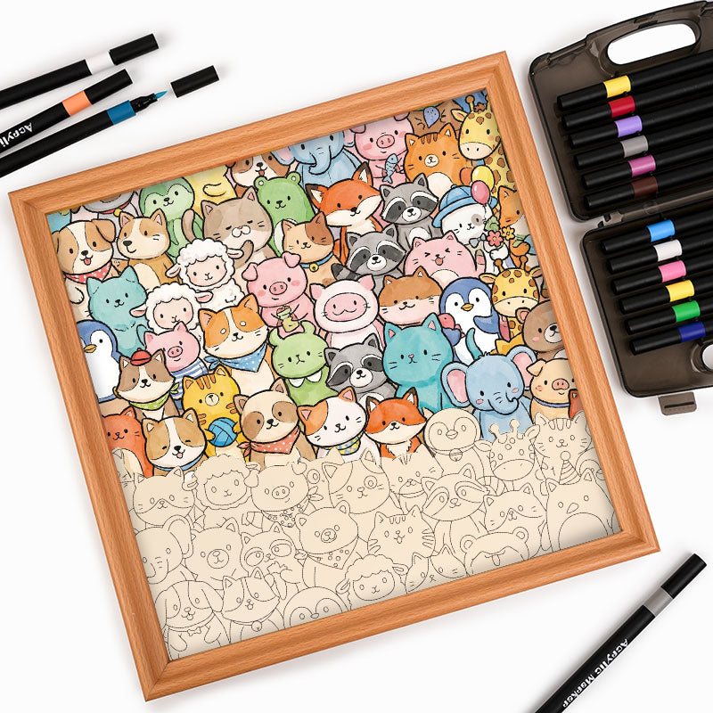 Fantastyczne zwierzęta - Drewniana układanka do kolorowania