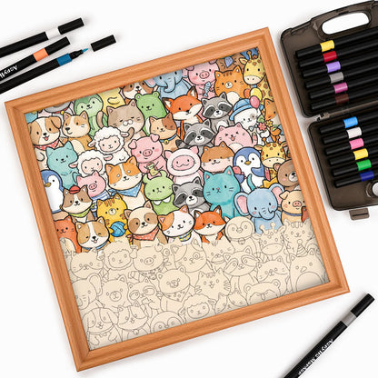 Fantastyczne zwierzęta - Drewniana układanka do kolorowania