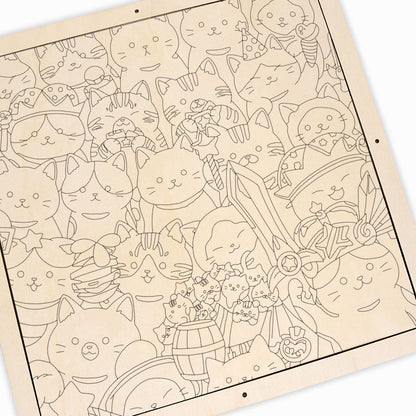 Magiczne Kocięta - Drewniana układanka do kolorowania