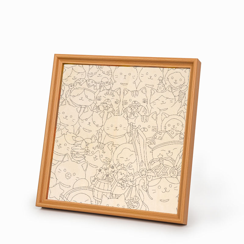 Magiczne Kocięta - Drewniana układanka do kolorowania