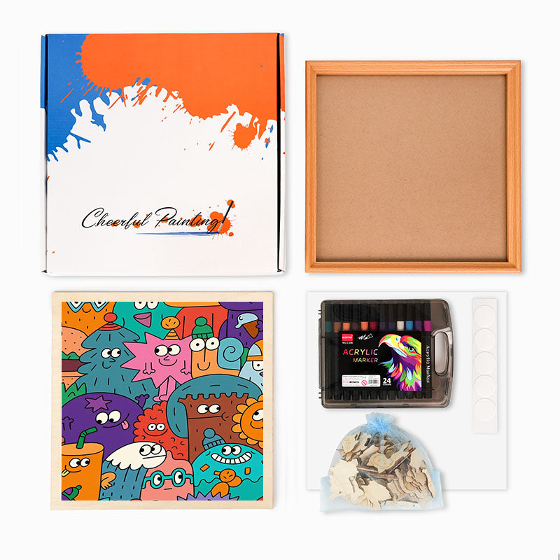 Twarze rzeczy – Drewniana układanka do kolorowania