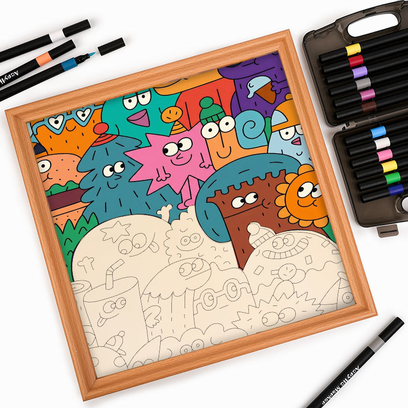 Twarze rzeczy – Drewniana układanka do kolorowania