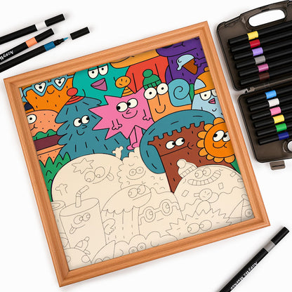 Twarze rzeczy – Drewniana układanka do kolorowania