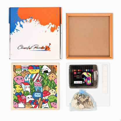 Przyjaciele jedzenia - Drewniana układanka do kolorowania