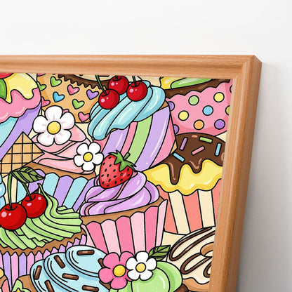 Słodkie babeczki - Drewniana układanka do kolorowania