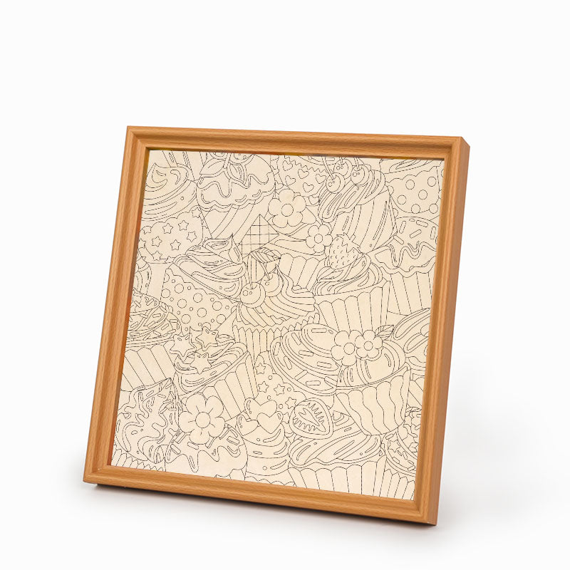 Słodkie babeczki - Drewniana układanka do kolorowania