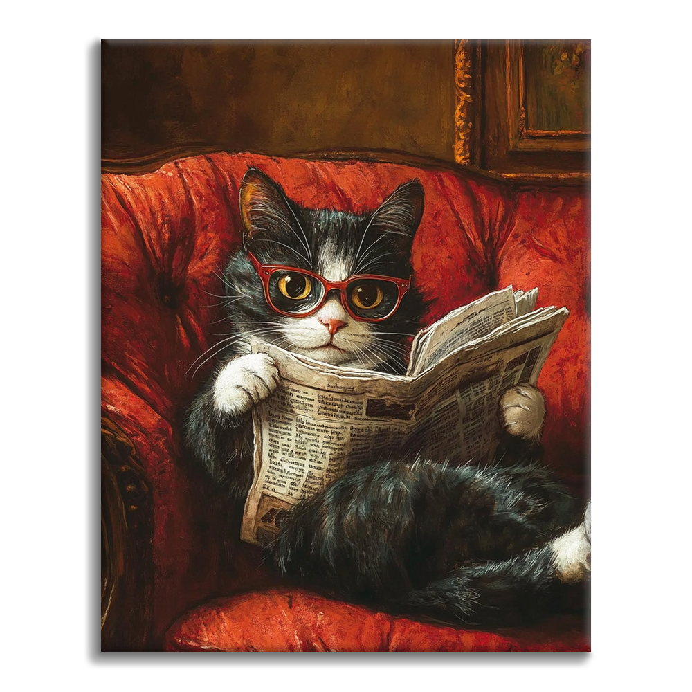 Kot Czytający - Malowanie po Numerach