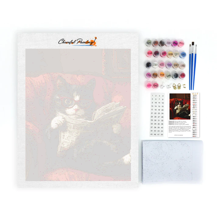 Kot Czytający - Malowanie po Numerach