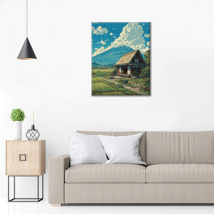 Domek pod górą Fuji – malowanie po numerach