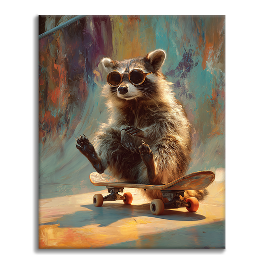 Raccoon Skateboard - Malowanie po numerach