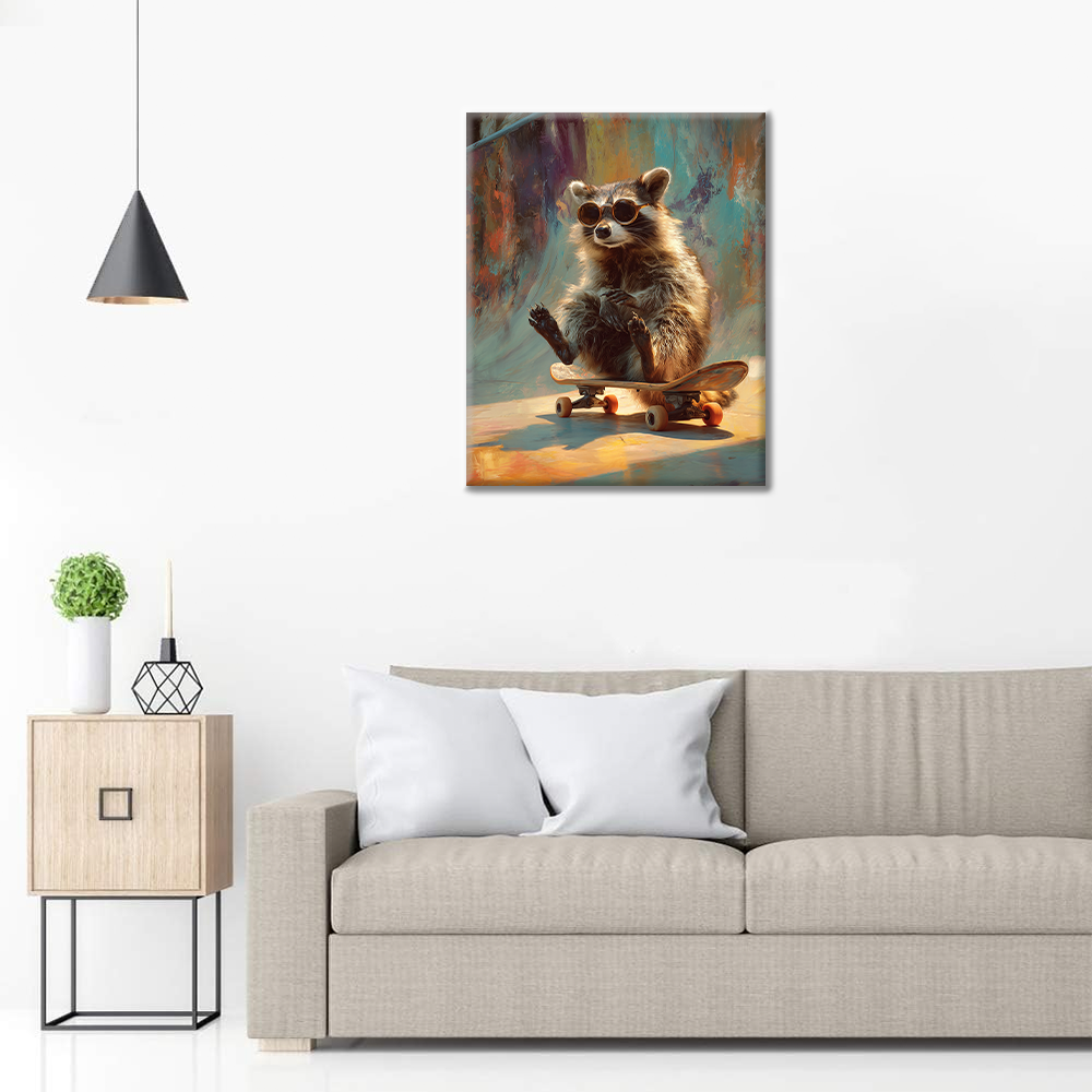 Raccoon Skateboard - Malowanie po numerach