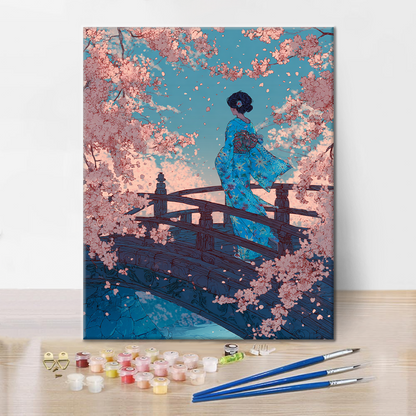 Most Sakura - Malowanie po numerach