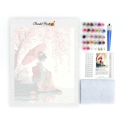 Parasol Sakura - Malowanie po numerach