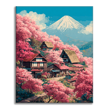 Willa Sakura na górze Fuji – malowanie po numerach