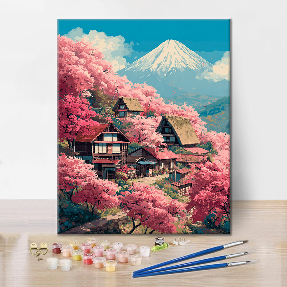 Willa Sakura na górze Fuji – malowanie po numerach