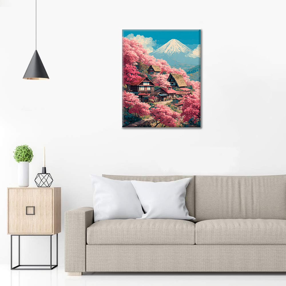 Willa Sakura na górze Fuji – malowanie po numerach