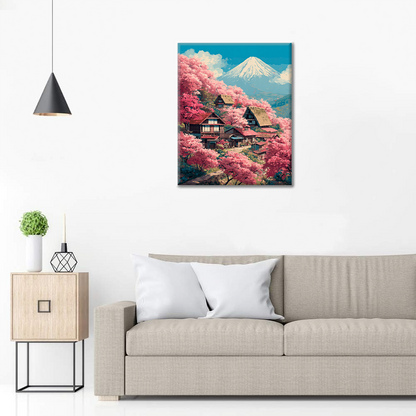 Willa Sakura na górze Fuji – malowanie po numerach