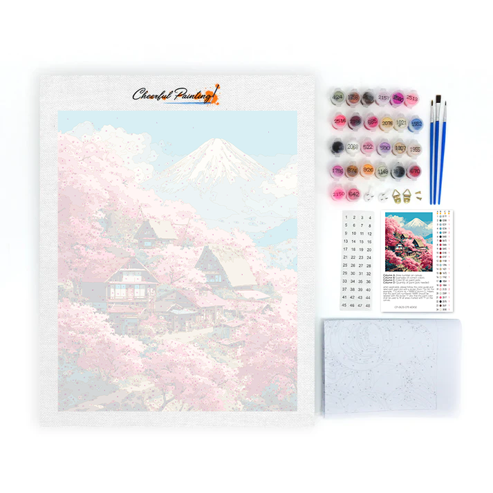 Willa Sakura na górze Fuji – malowanie po numerach