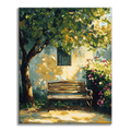 Zestaw Ławka oświetlona słońcem - malowanie po numerach - Cheerful Painting