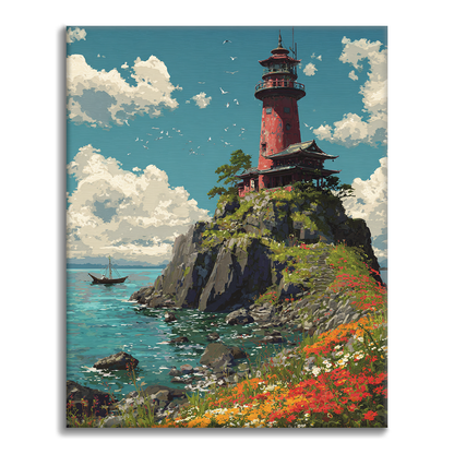 Kwiatowe światło nadbrzeżne – malowanie po numerach