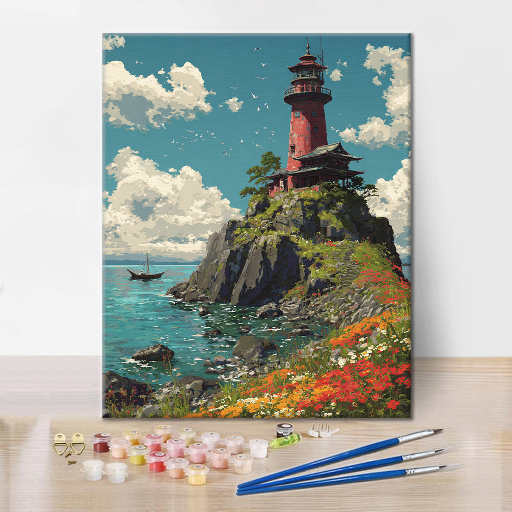 Kwiatowe światło nadbrzeżne – malowanie po numerach
