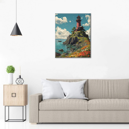 Kwiatowe światło nadbrzeżne – malowanie po numerach