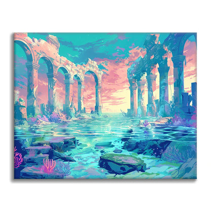 Starożytne ruiny pod wodą – malowanie po numerach