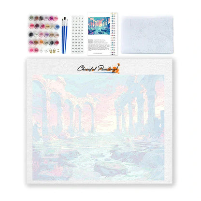 Starożytne ruiny pod wodą – malowanie po numerach