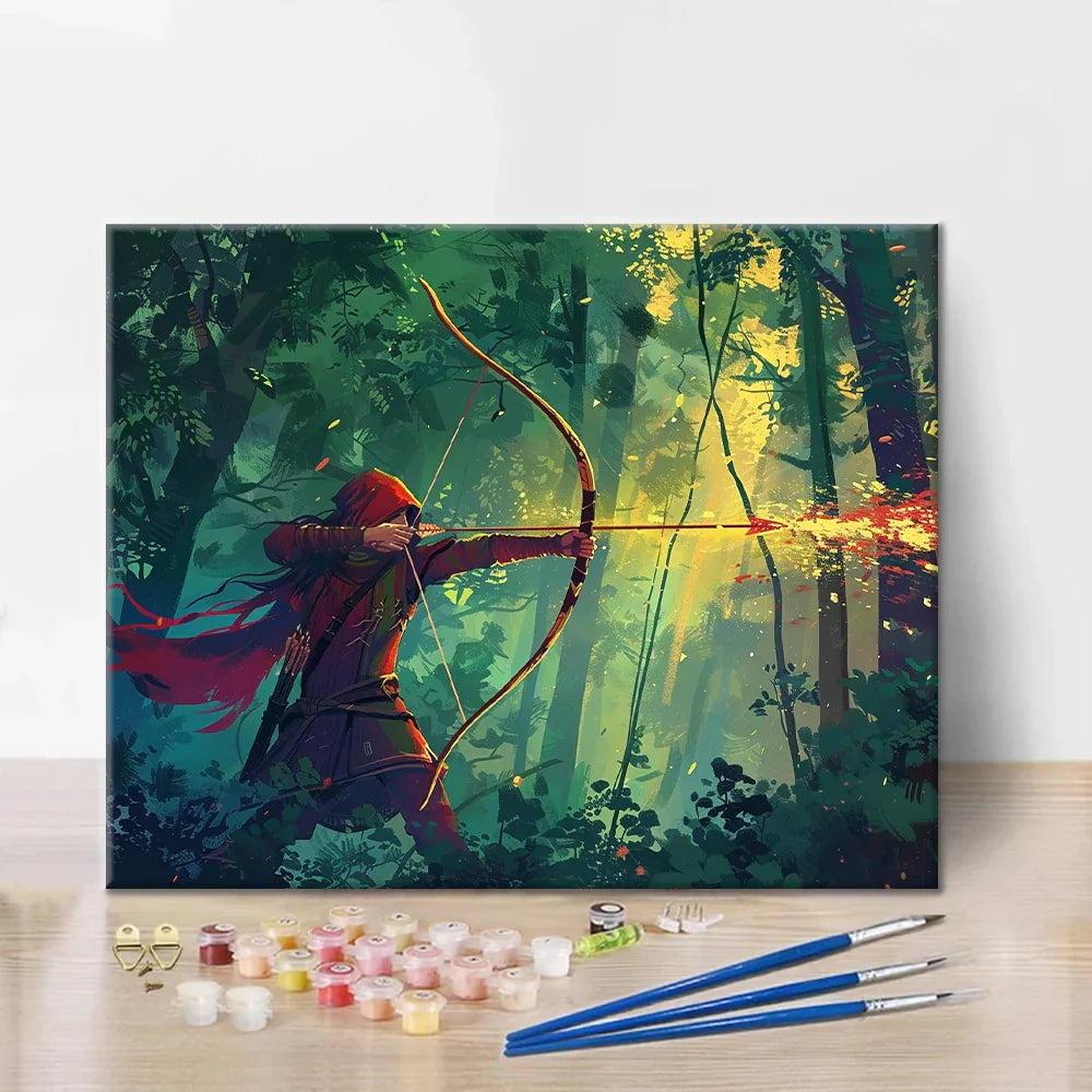Łucznik w lesie – malowanie po numerach