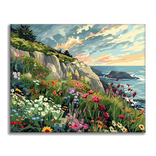 Nadmorskie pole kwiatów – malowanie po numerach