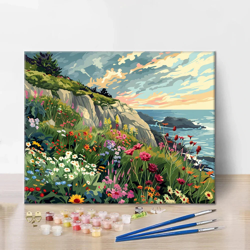 Nadmorskie pole kwiatów – malowanie po numerach