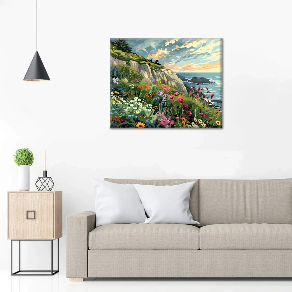 Nadmorskie pole kwiatów – malowanie po numerach