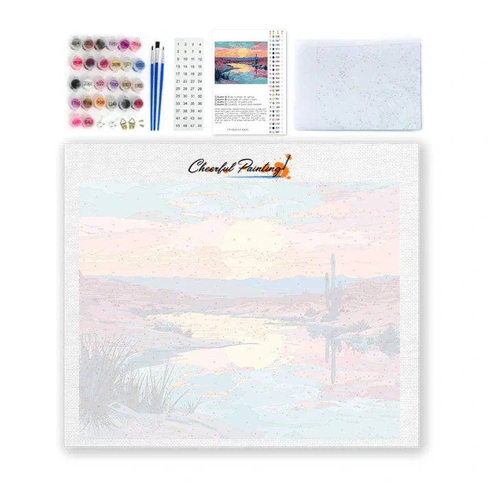 Zachód słońca na pustyni – malowanie po numerach