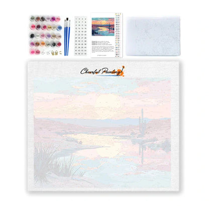 Zachód słońca na pustyni – malowanie po numerach