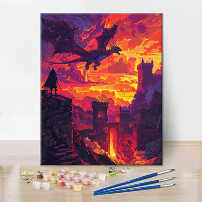 Smok nad zamkiem – malowanie po numerach